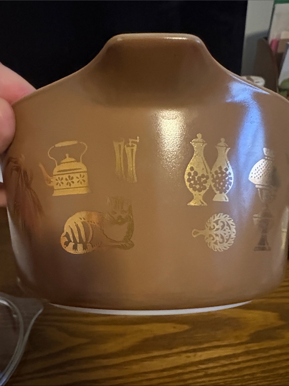 Vintage PYREX 1 Qt. Brown AMERICANA Bowl 473  with Lid 470-C - Picture 6 of 6